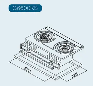 櫻花牌 G6600K 單邊三環火不鏽鋼崁入式雙口瓦斯爐 (9.8折)