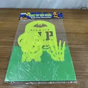 Vintage Glow in the Dark Gravestone RIP Skeleton Skull Hand Retro 90s Yard Scene