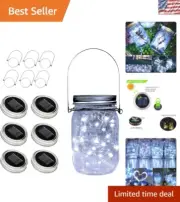Waterproof Solar Powered Mason Jar Lid Lights - 6 Pack for Customized DIY Decor