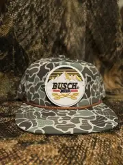 Busch Beer Camo ropebrim SnapBack hat vintage NEW