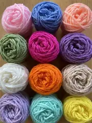 Scrap Yarn Granny Square Plastic Canvas Scrap Afghan Light Bright 12 Mini Cakes