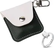 KONIDUN Leather Ring Holder Keychain for Gym, Portable Jewelry Travel Ring Keeper Case for Wedding ring and Necklaces, Black