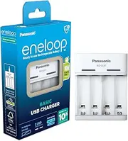 Panasonic eneloop Basic USB Charger for 2 or 4 AA/AAA NI-MH Batteries, with 6 Safety Functions and Micro USB Charging Cable