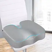 STARRY EUCALYPT Memory Foam Mesh Seat Cushion for Desk Office Chair Car Driving, Ergonomic Butt Support Sitting Pillow Pad for Most Chair & Seats, Mesh Grey