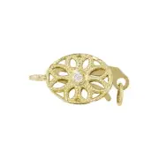 Single Diamond Filigree Fish Hook Clasp 14K Gold
