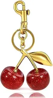[ZHLZTYYL] 1 pcs Cherry Keychain,Glitter Cherry Bag Charm with Key Ring for Car Keys Charms,Cute Purse Charms for Handbags, Red, Small