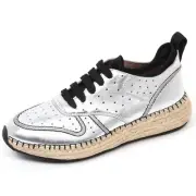 D0484 sneaker donna TOD'S scarpa run rafia 29A forata argento/nero shoe woman