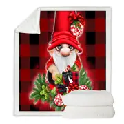 Christmas Plaid Cutie Gnome Throw Blanket