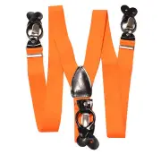 New Y back Men's Orange Suspender Braces elastic clips buttons wedding formal