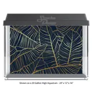 Black Tropical Leaf Gold Polyester Fish Tank Glass Backdrop Aquarium Background