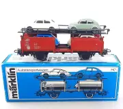 Marklin HO 1:87 DB "4x VOLSKWAGEN BEETLE" CAR TRANSPORTER WAGON 4613 MIB`80 RARE