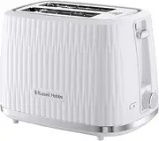 [Russell Hobbs] Eden 2 Slice Toaster, RHT2737WHT, Textured Design, High Lift, 6 Browning Settings, High Lift Feature, Crumb Tray, White
