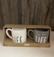 Mudpie Mud Pie Mom Life & Dad Life Mug set NIB