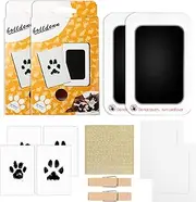 Pet Paw Print - 2 Pet Paw Print Kits for Dogs and Cats, Inkless Baby & Pet Footprint and Handprint Kit, Clean Touch Ink Pad Set with 4 Imprint Cards, 1 Sticker Sheet, 2 Photo Frames and 2 Clips