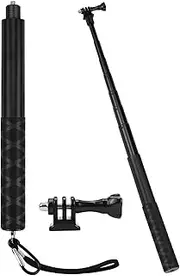 Selfie Stick for Insta360 & GoPro,150cm Meatl Extendable Pole with Invisible Magic Arm, GoPro Adapter & Wrist Strap for DJI Osmo/Action Cameras, Ultra Light (205g), for Surfing, Vlogging