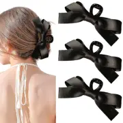 3PCS Bow Claw Clip, Bow-Knot Hair Claw Clips for Women, Big Black Hair Claw Clip