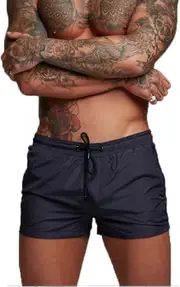 Rhafayre Men's swimming shorts, Boxer shorts, Water sports shorts, Quick drying Navy Blue M
