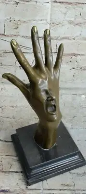 SIGNED, PURE BRONZE STATUE, "NUDE IN HAND", FIGURE SCULPTURE ART FIGURINE STATUE