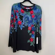 NEW Chicos Womens Plus XXL Touch of Cool Floral Layering Top Long Sleeve Shirt
