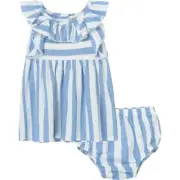 Habitual Baby Girl's 2-Piece Striped Ruffled Linen Dress & Bloomers Set Size 18M
