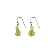 Faceted Round Cut Lime Citrine Amber Earrings Sterling Silver 925 Hook