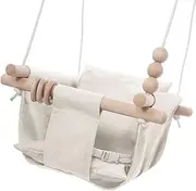 Kids Swing Seat, Canvas and Wood Swing Seat, Infants to Teens Swing for Safe and Comfortable Fun, Perfect Playground Kindergarten Sports Indoor Outdoor Play Toys