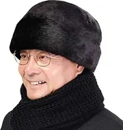 [Joywod] Men Trapper Hat Winter Warm Ushanka Russian Trooper Hat Faux Fur Winter Warm Lined Bomber Hats Earflap Trapper Hat Hunting Hat Windproof Ski Snow Caps Headwear Earflap Cossack Cap Black, Black, One size