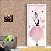 Door Stickers Self Adhesive Door Sticker - Ballet Girl Art Wall Mural Wallpaper Kids Room Door Decoration Stickers Waterproof(95x215cm)