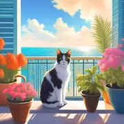 5D Diamond Painting Black and White Cat in the Beach Window Kit