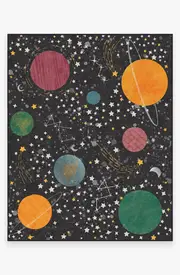 245' x 305' | Machine Washable Runner Rug | Kid & Pet Friendly | Indoor Rug | Outer Space Black Rug | Ruggable