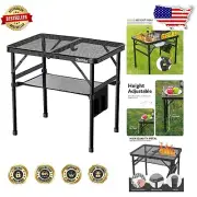 Portable 2-in-1 Picnic and Grill Table - Adjustable for All Outdoor Activities