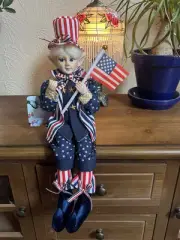 Cynthia Rowley 4th of July Patriotic American Elf Fairy Doll Shelf Sitter NEW