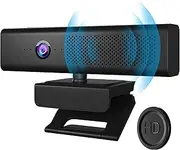 Full HD 1080P Computer Camera with 4 Built-in Omnidirectional Microphones and Speaker for Video Conference Streaming, USB External Webcam with Magnetic Privacy Cover for Desktop Monitor Laptop