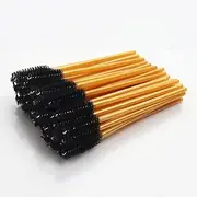 Namzi 100 Pcs Disposable Eyelash Mascara Brushes for Eye Lashes Extension Eyebrow and Makeup (Yellow rod Black head)
