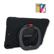 StylePro, combo, iPad 10th and 11th generation, case with screen protector, tough shockproof kids cover with rotating stand, black
