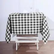 Black White Buffalo Plaid 54" Square Polyester Tablecloth Picnic Country Linens