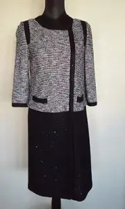 NWT St. John Couture Navy Gray With Sequin Melange Jacket Sz 10 $1995