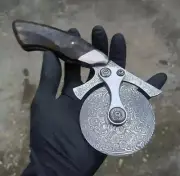 Custom Handmade Viking Damascus Steel Pizza Cutter Axe Pizza Slicer Hatchet