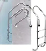 Swimming Pool Ladder, Pools Entry and Exit Pedal Step with Extended Armrest, 3 Steps for Water Park Outdoor(Pre-Buried,3-Steps1.2mm)