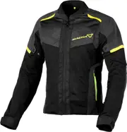 Macna Orcano 2.0 NightEye Ladies Motorcycle Textile Jacket, black-yellow, Size L for Women Black Yellow