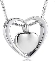 TNBKDSE Rose/Gold/Black Double Heart Stainless Steel Cremation Memorial Jewelry Hold Loved Ones Ashes Keepsake Cremation Urn Necklace