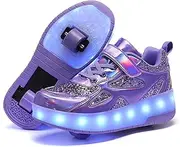 [HOVERKICKES] Fashion Kids Roller Shoes - Premium Skate Shoes with Wheels for Girls - USB Rechargeable LED Sneakers for Boys