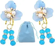 Pendant Nipple Clamp Non Piercing Adjustable Sexy Nipple Clip Clamps Tassel Flower Crystal Nipple Noose Ring Nipple Body Jewelry Blue
