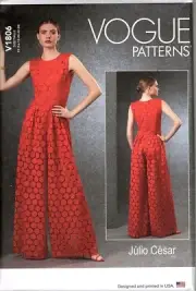 Vogue V1806 Misses and Misses Petite 16 to 24 Sleeveless Jumpsuit Sewing Pattern
