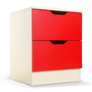 Bedside Table with Drawers MDF Cabinet Storage 51 x 40cm - White Red