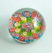 M Design Art Glass Mouth Blown Rainbow Green Mix Millefiori Paperweight ...