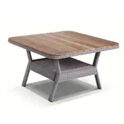 Low Dining 1.2M Square Outdoor Wicker Teak Top Table