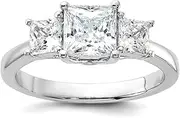 [JewelryWeb] 925 Sterling Silver Solid Polished and CZ Simulated Diamond 3 Stone Ring Band Style-Ring for Women