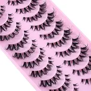 10 Pairs Clear Band Russian Strip Lashes 6D False Eyelashes Natural Fake Lashes Soft Reusable Fake Lashes Pack Makeup (AW5A)