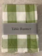 Green Buffalo Check Table Runner 14"x72" Lime Green White 100% Cotton NEW